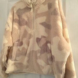 CHAPS by Ralph Lauren XL Plush 1/4 ZIP PULLOVER Cream Multi